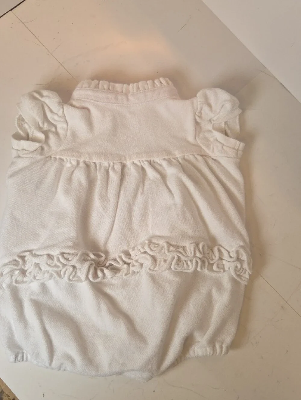 Ralph Lauren White Baby Polo Top with Pink Pony Embroidery